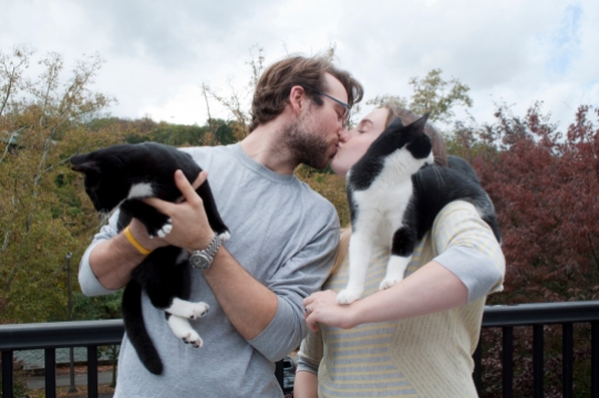 Hannah and Christopher with their cats